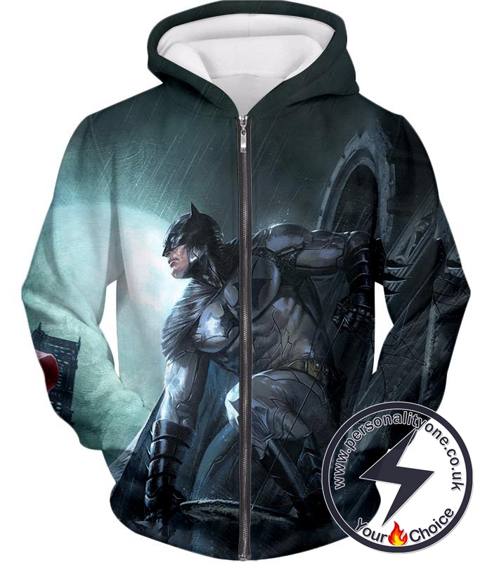 Batman the Ultimate Dark Knight HD Graphic Action Zip Up Hoodie